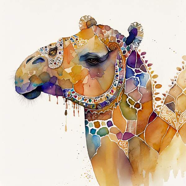 Caravan Companion: Vibrant Arabian Camel Art