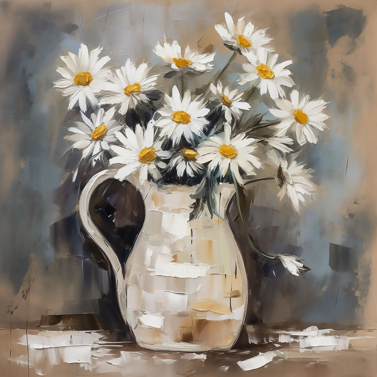 Daisies In A White Pitcher