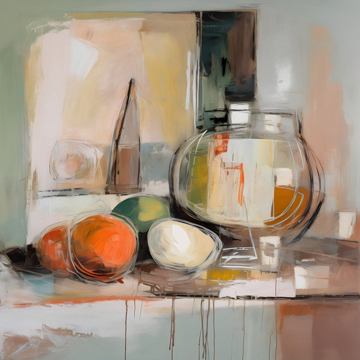 Glass Bowl And Fruits