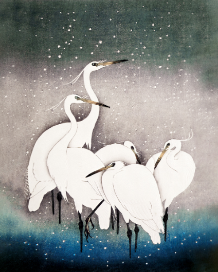 Elegant Assemblage: 'Group of Egrets' Bird