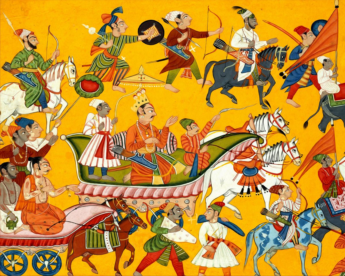 Regal Journey: 'King Dasharatha and his retinue proceed to Rama's wedding'