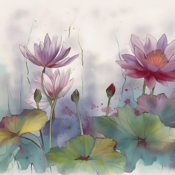 Springtime Elegance: 'Lotuses In Springtime' Art Collection