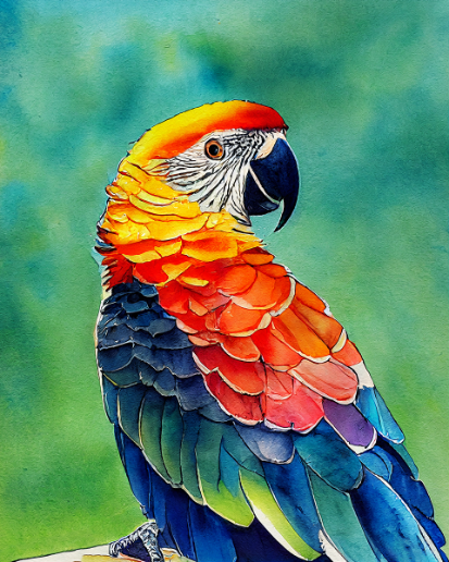 Exotic Elegance: 'Macaw Lookout' Vibrant Bird