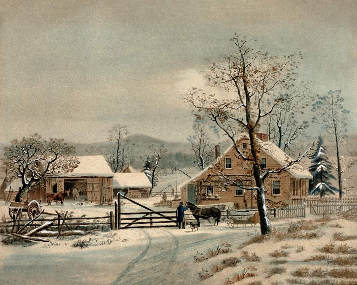 New England Winter Scene: Cozy Winter Charm