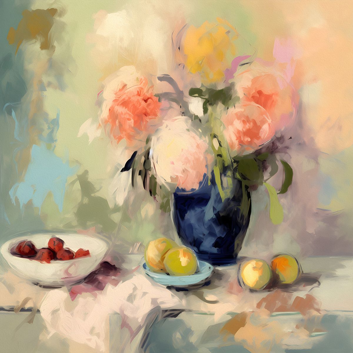 Pink Flowers In A Ornate Vase