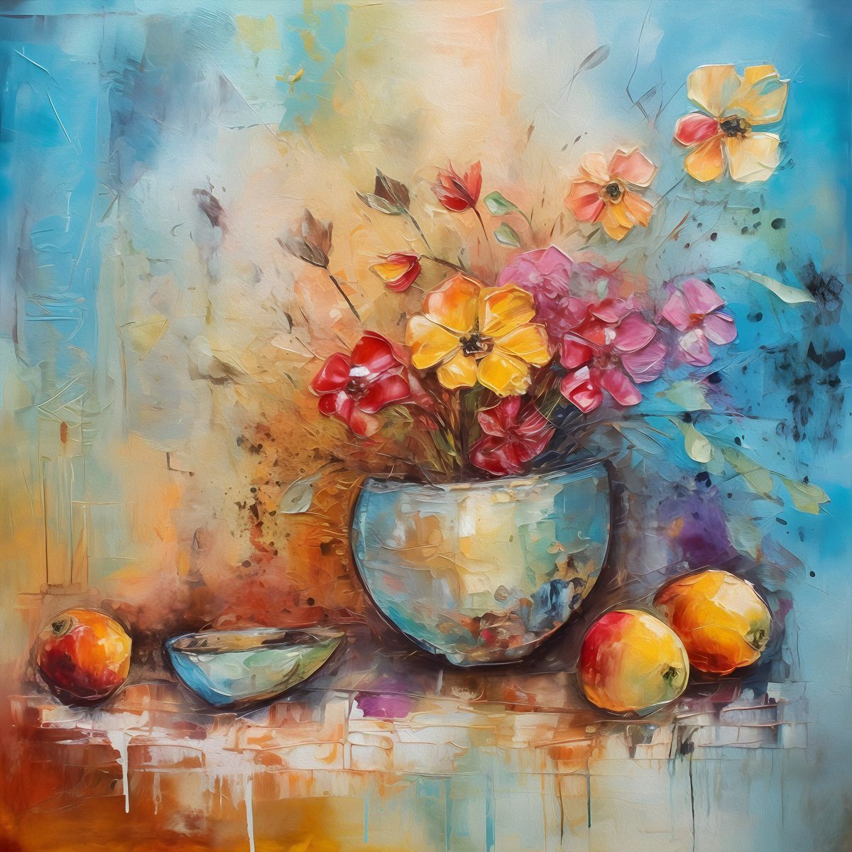 Pink, Yellow, And Red Flower Arrangement