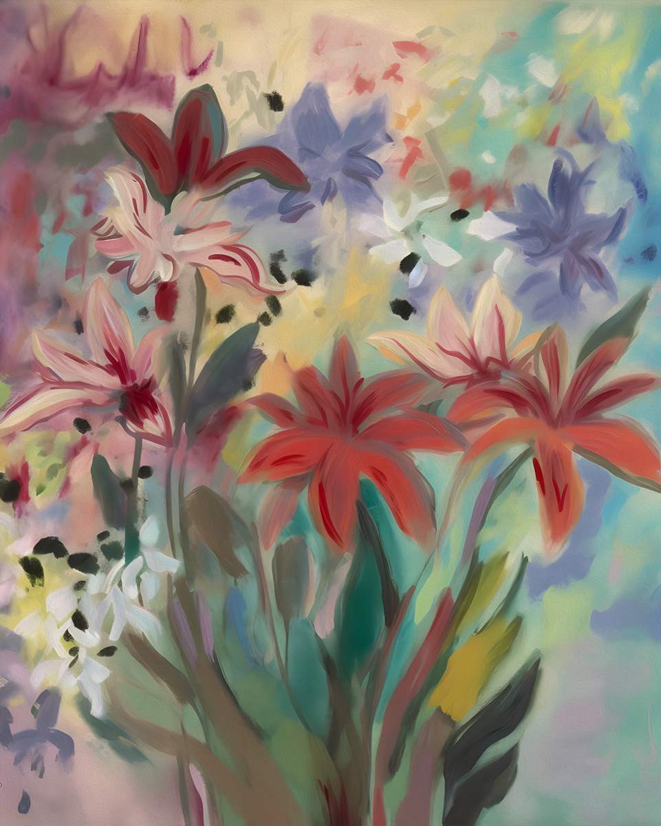 Spring Spectacle: 'Red And Pink Flowers' Art Collection
