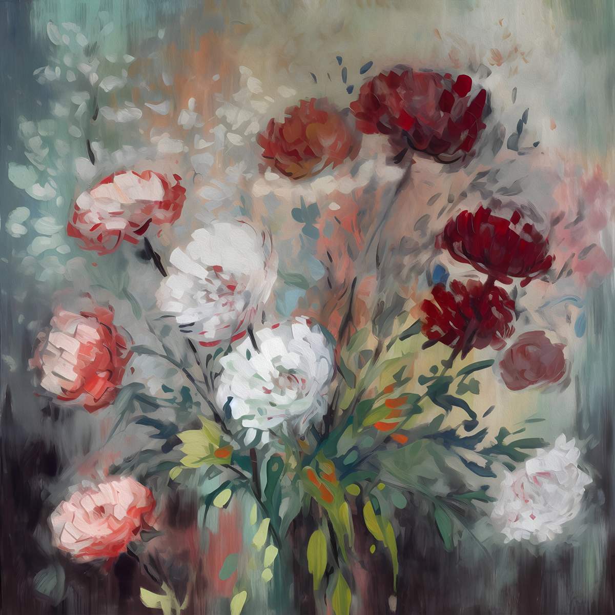Romantic Blooms: 'Red, Pink, And White Flowers' Art Collection