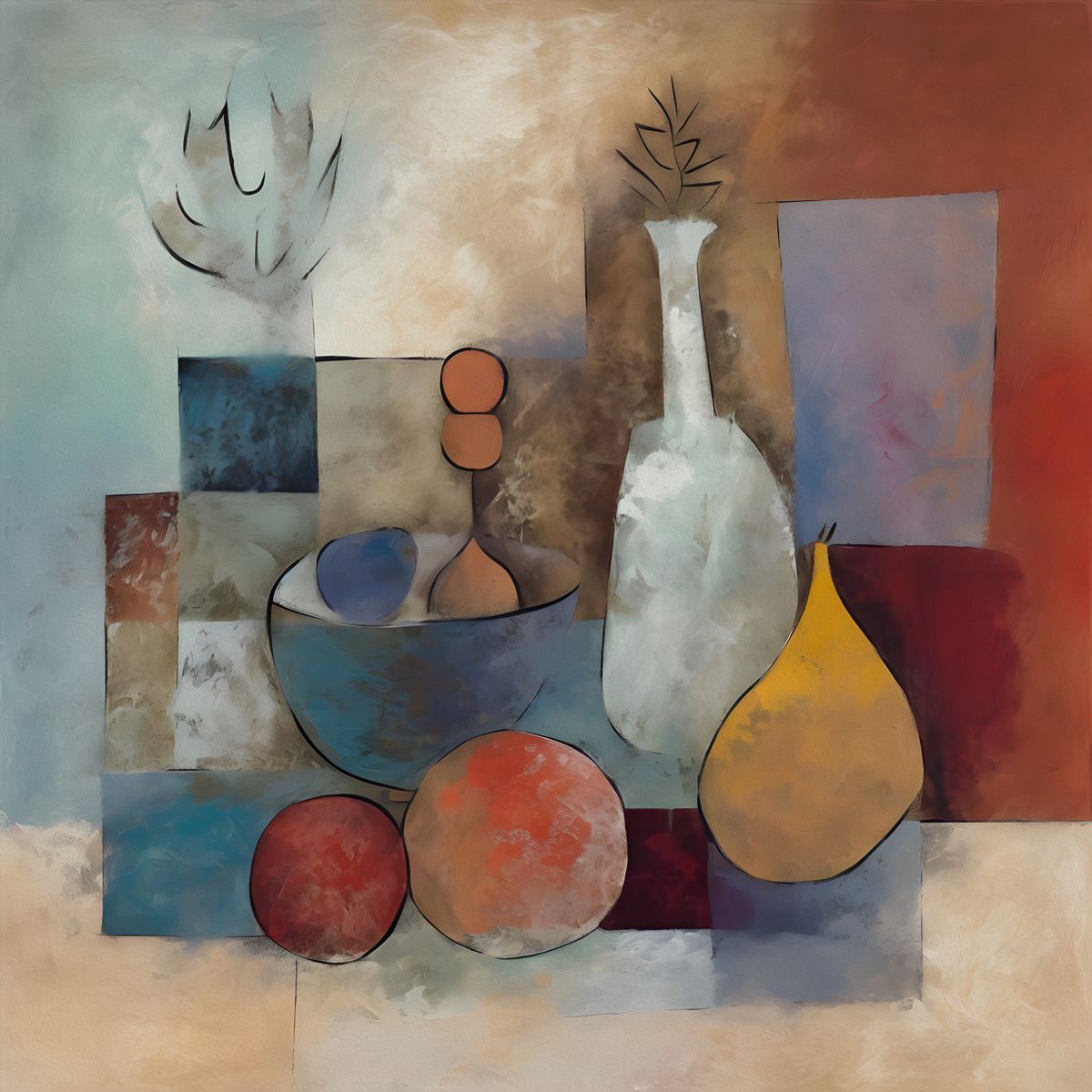 Rustic Vases With Fruits