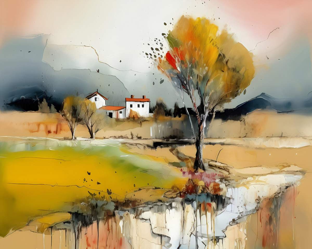 Sunset Over the Countryside: Tranquil Twilight