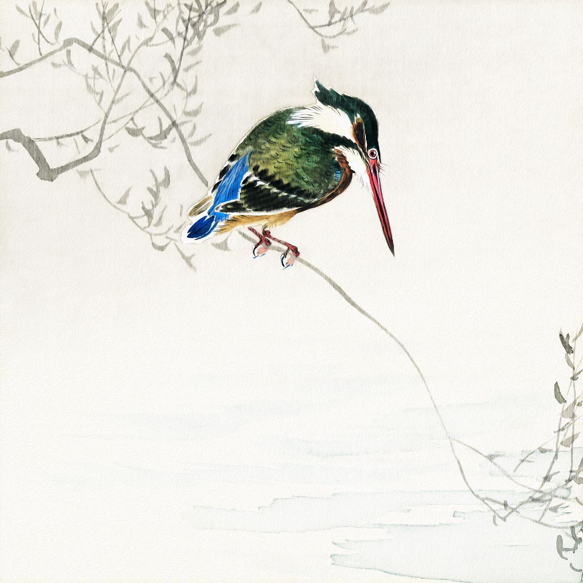 A Dive into Elegance: Stunning Kingfisher Illustration