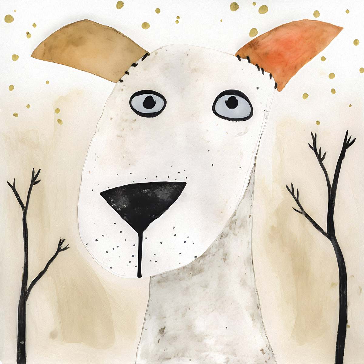 The White Dog with Colored Ears