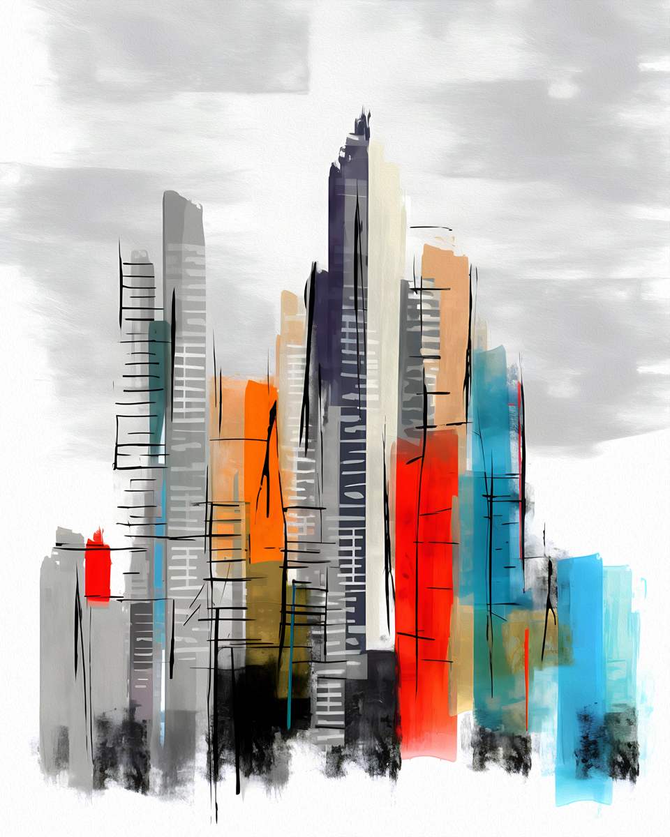 Vibrant City With Grey Skies