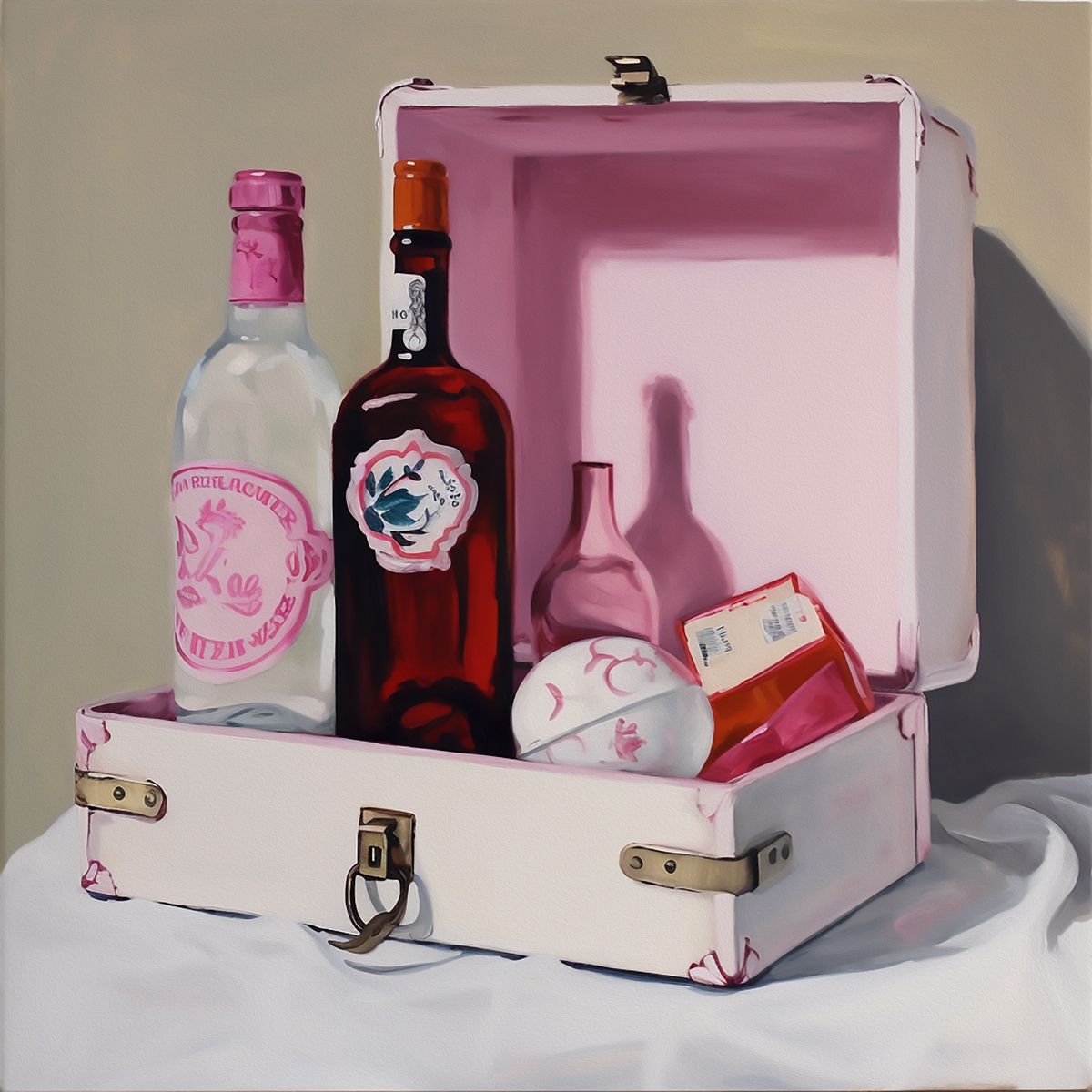 White Bottle And Pink Case