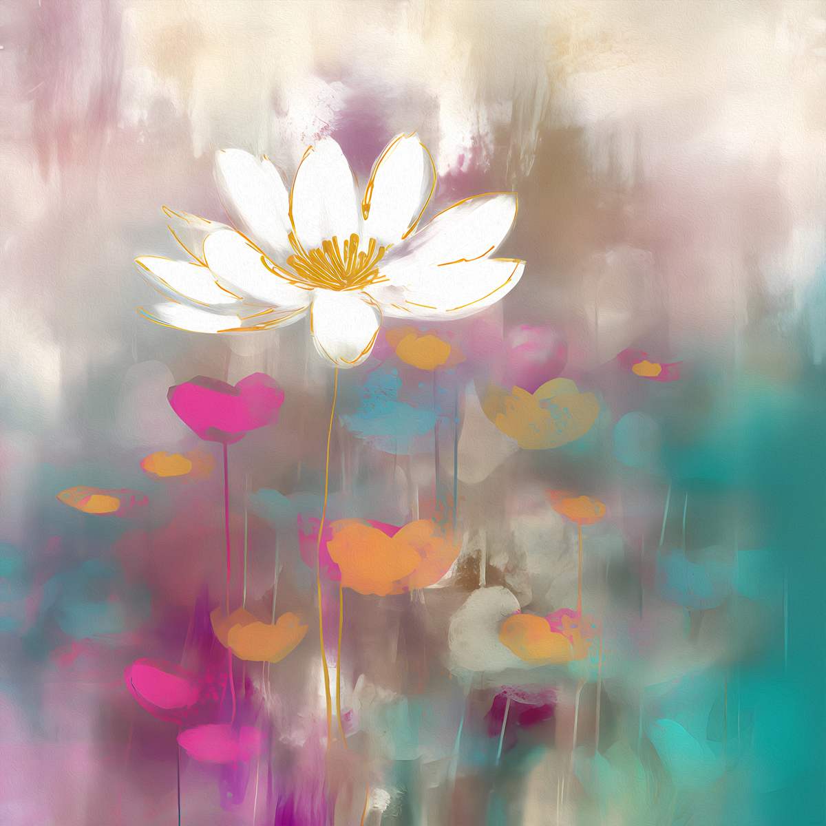 Solitary Elegance: 'White Daisy' Art Collection