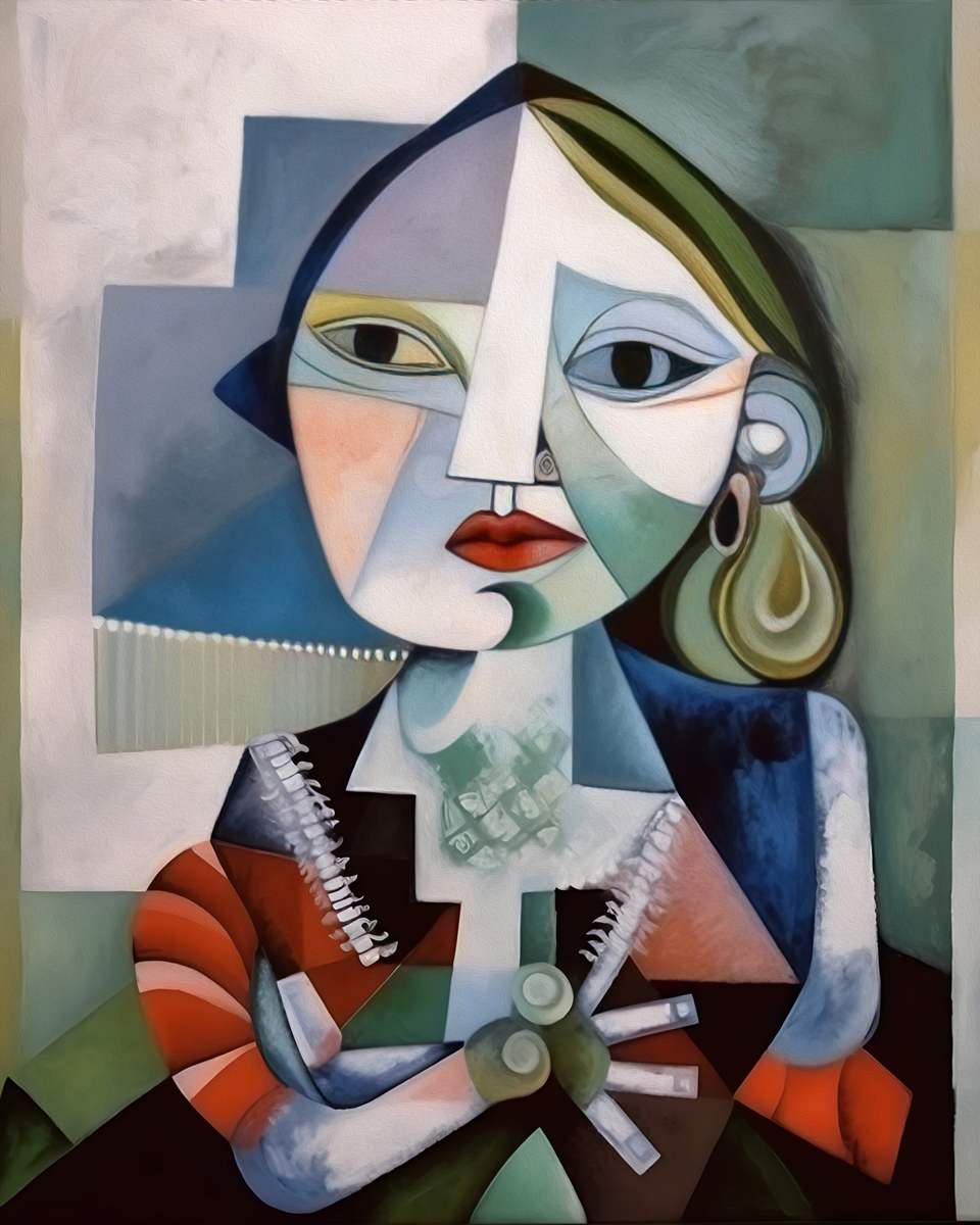 Woman In Red And Blue