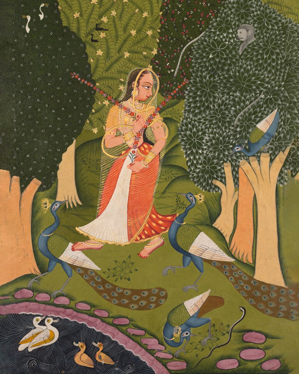 Plumes of Elegance: 'Woman with Peacocks'