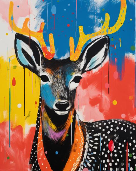 Yuletide Stag In Christmas Colors